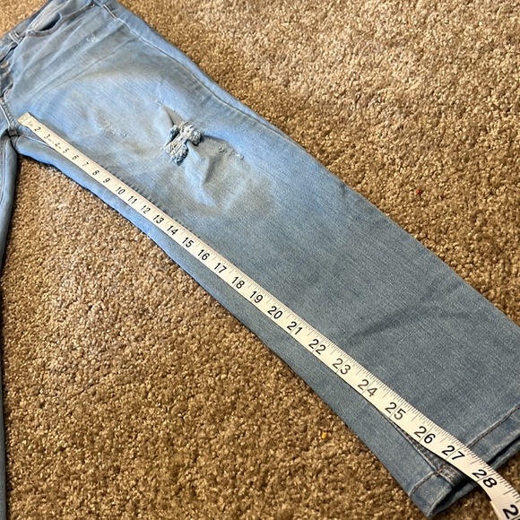 Wax BUTT I Love You light powder blue Skinny Distressed Leg Stretch Jeans size 7 - Picture 11 of 14